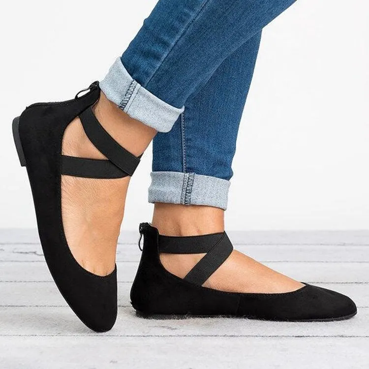 Betty - Dames platte schoenen met kriskrasband