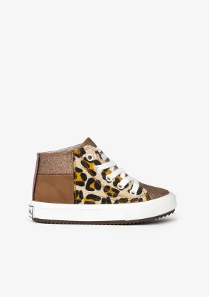 Child's Brown Patchwork Hi-Top Sneakers