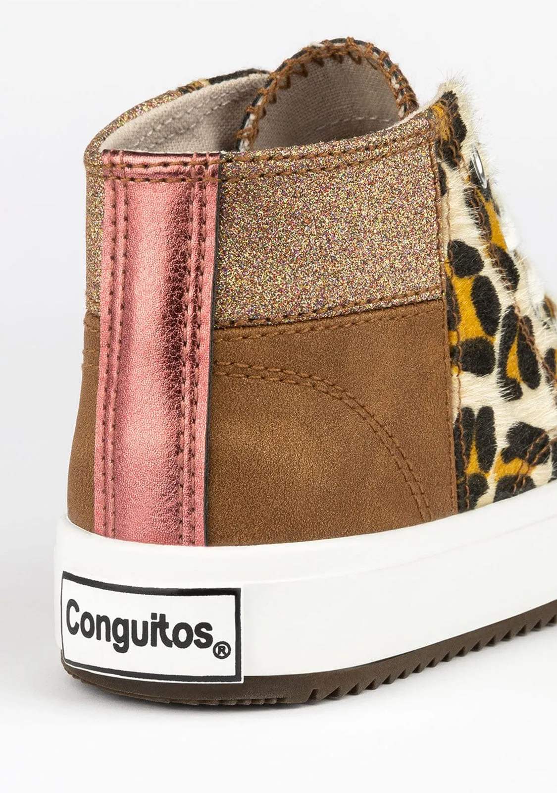 Child's Brown Patchwork Hi-Top Sneakers