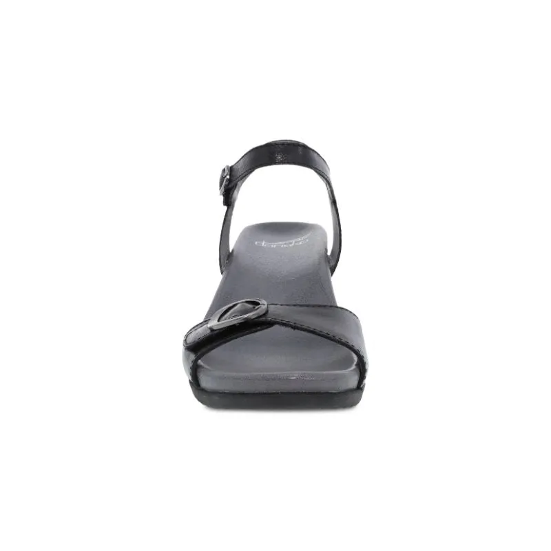 Dansko Arielle Glazed Leather Kid Black Women's Sandals