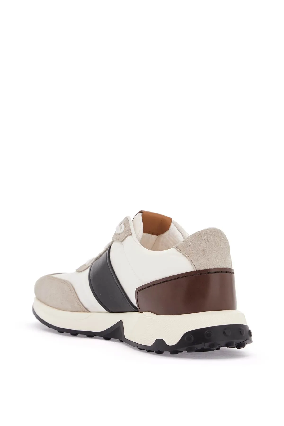 ELEGANT SPORTY SNEAKERS IN WHITE LEATHER AND SUEDE RUNNING MID VOLUME 63K