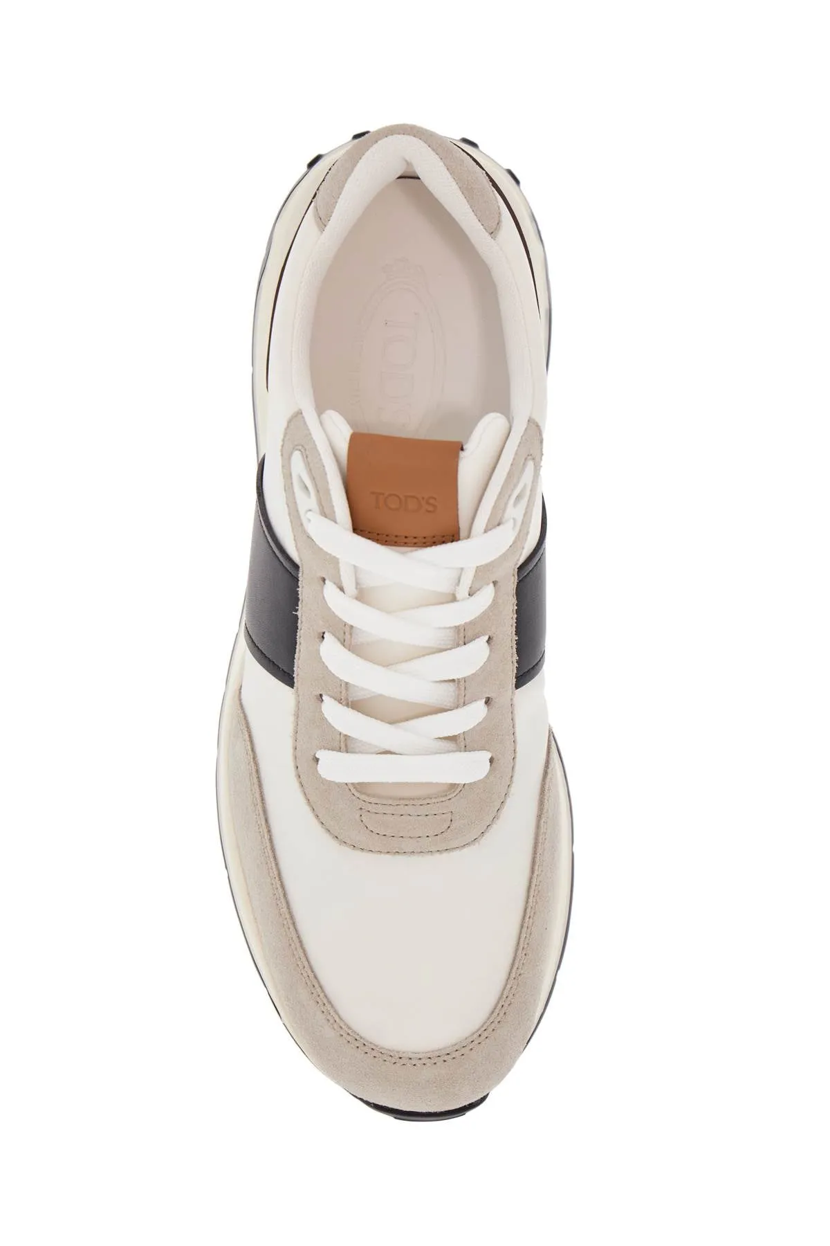 ELEGANT SPORTY SNEAKERS IN WHITE LEATHER AND SUEDE RUNNING MID VOLUME 63K