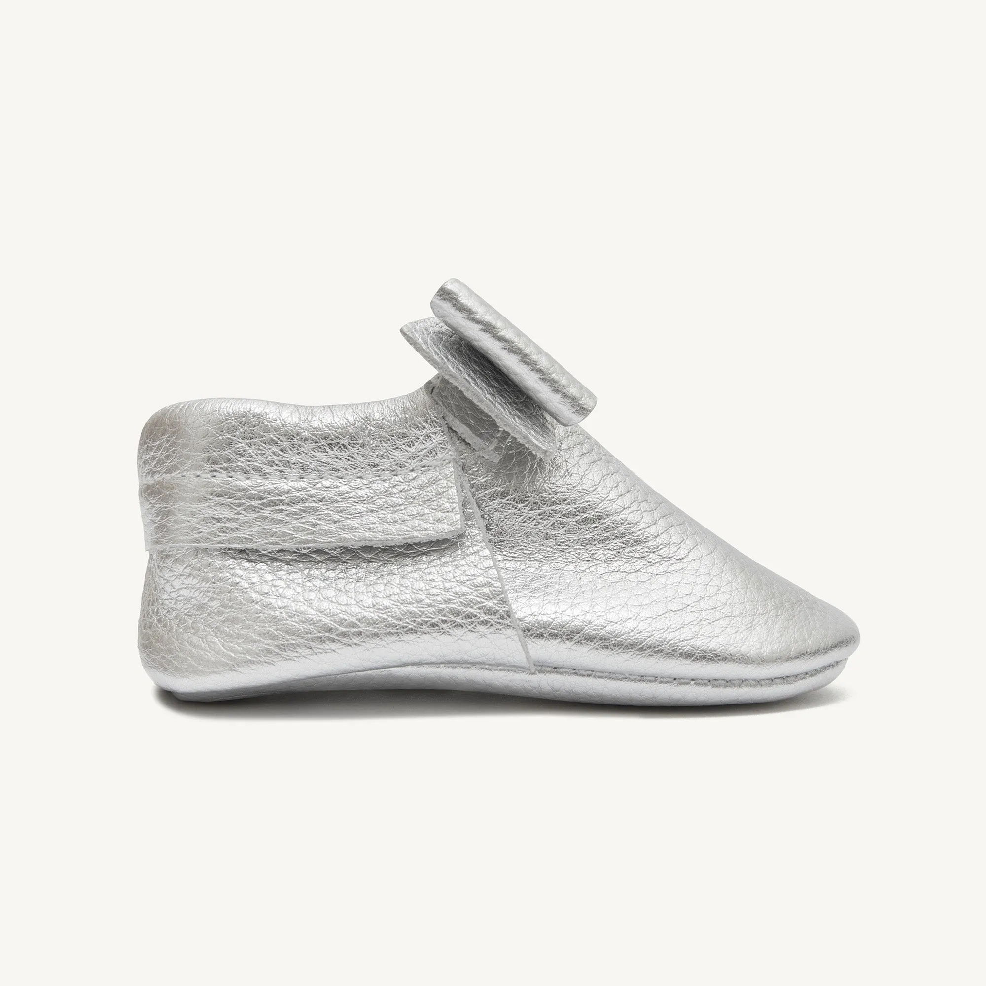 elsa silver baby moccasins