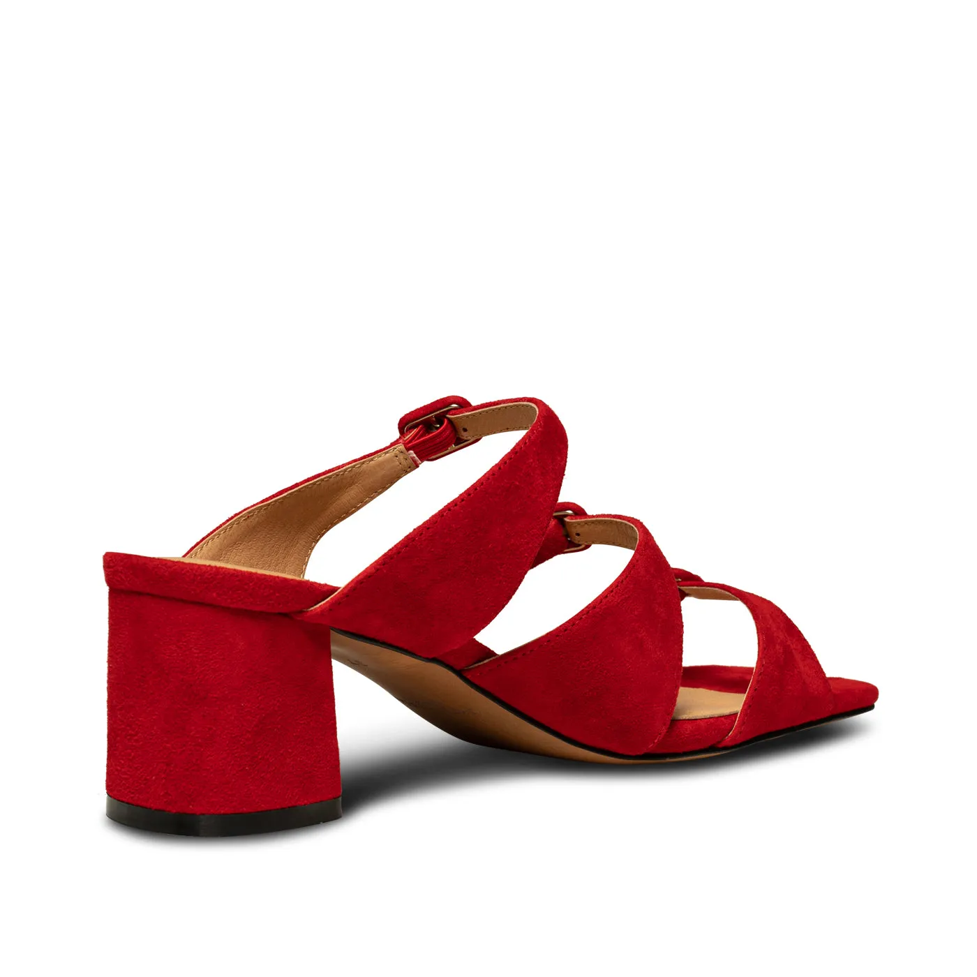 Hanna spænde mule ruskind - Fire Red
