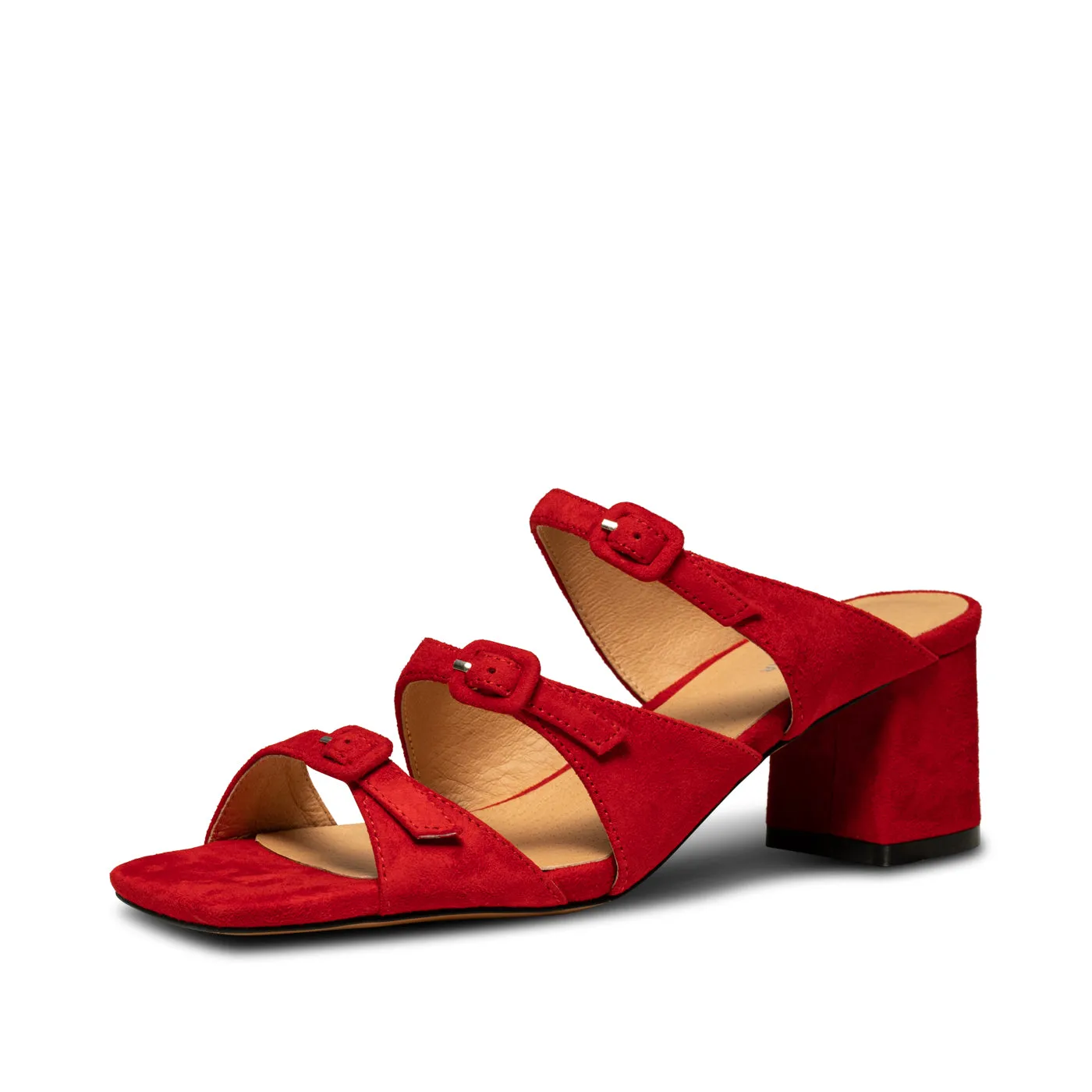 Hanna spænde mule ruskind - Fire Red