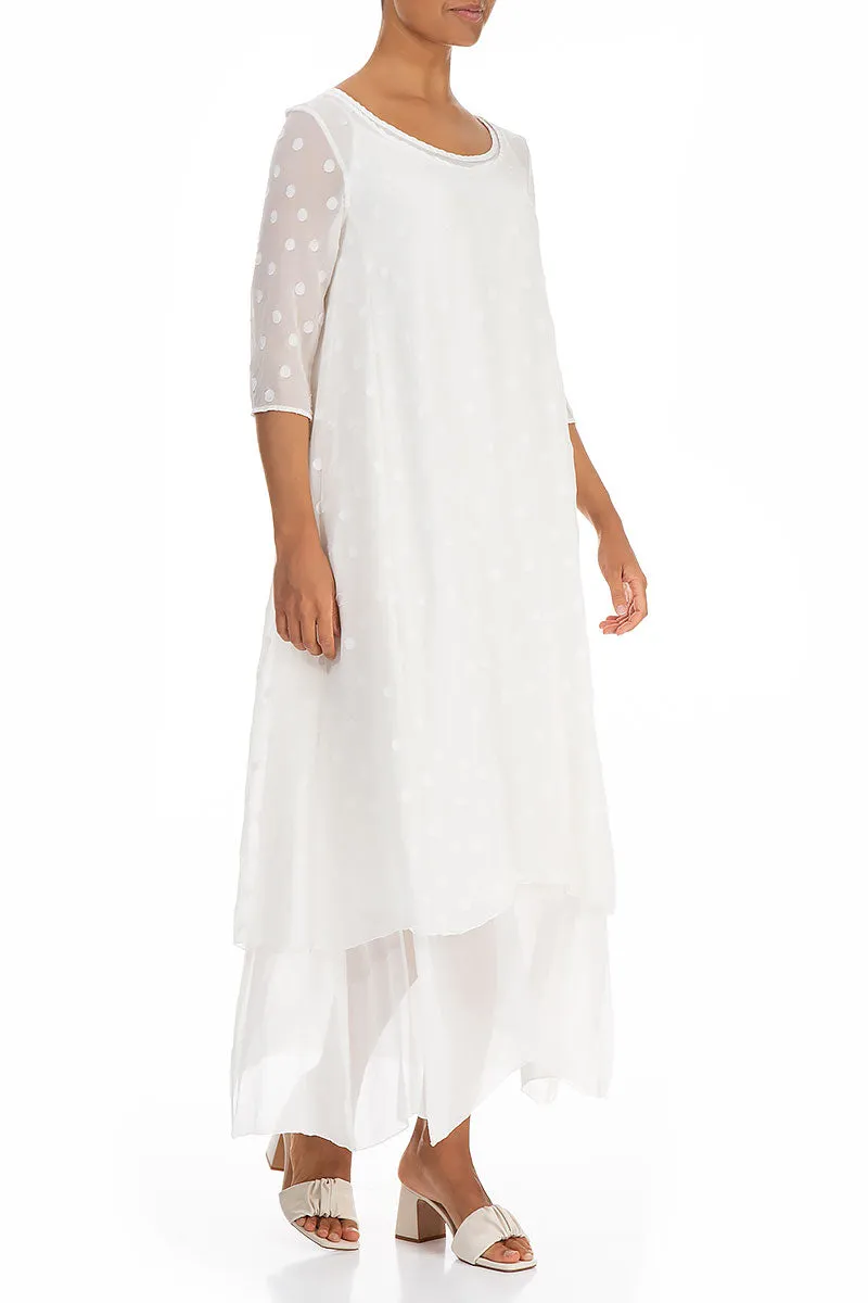 Layered Dotty White Silk Dress
