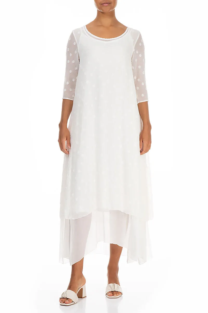 Layered Dotty White Silk Dress