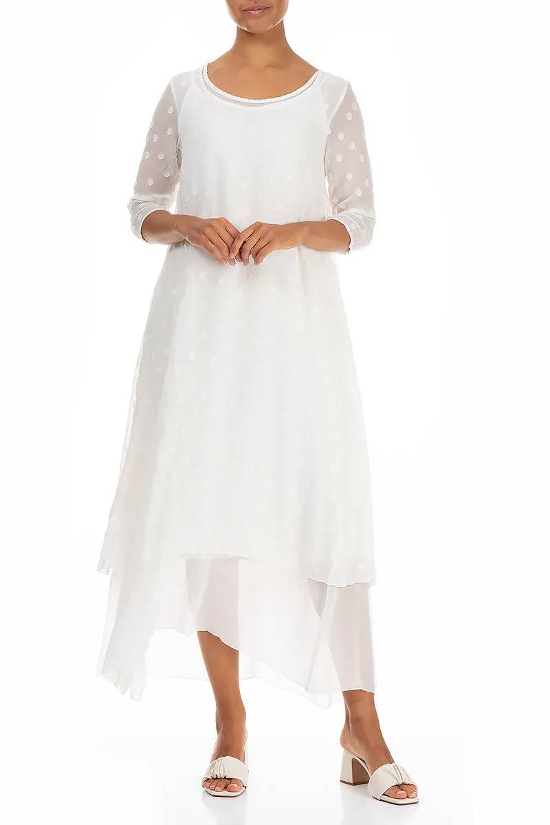 Layered Dotty White Silk Dress