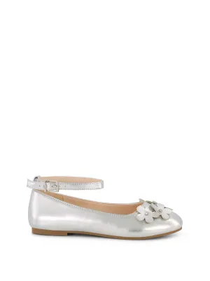 Little Girls' Amy Petal Ballet Flat in Silver