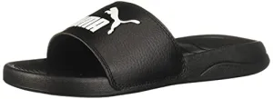 PUMA Unisex-Adult Logo Popcat Slide Sandal Black White, 5