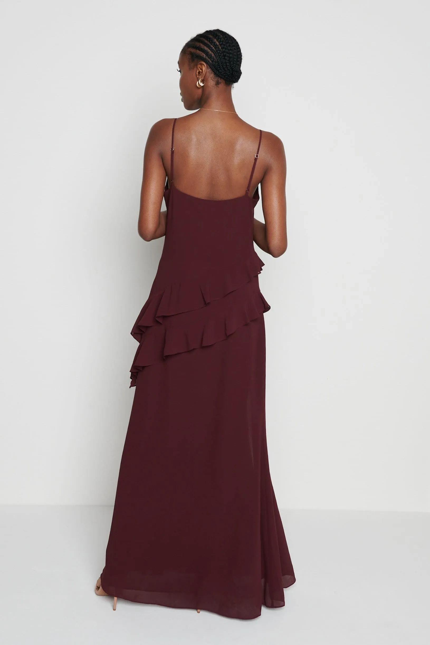 Saskia Maxi Ruffle Dress - Wine