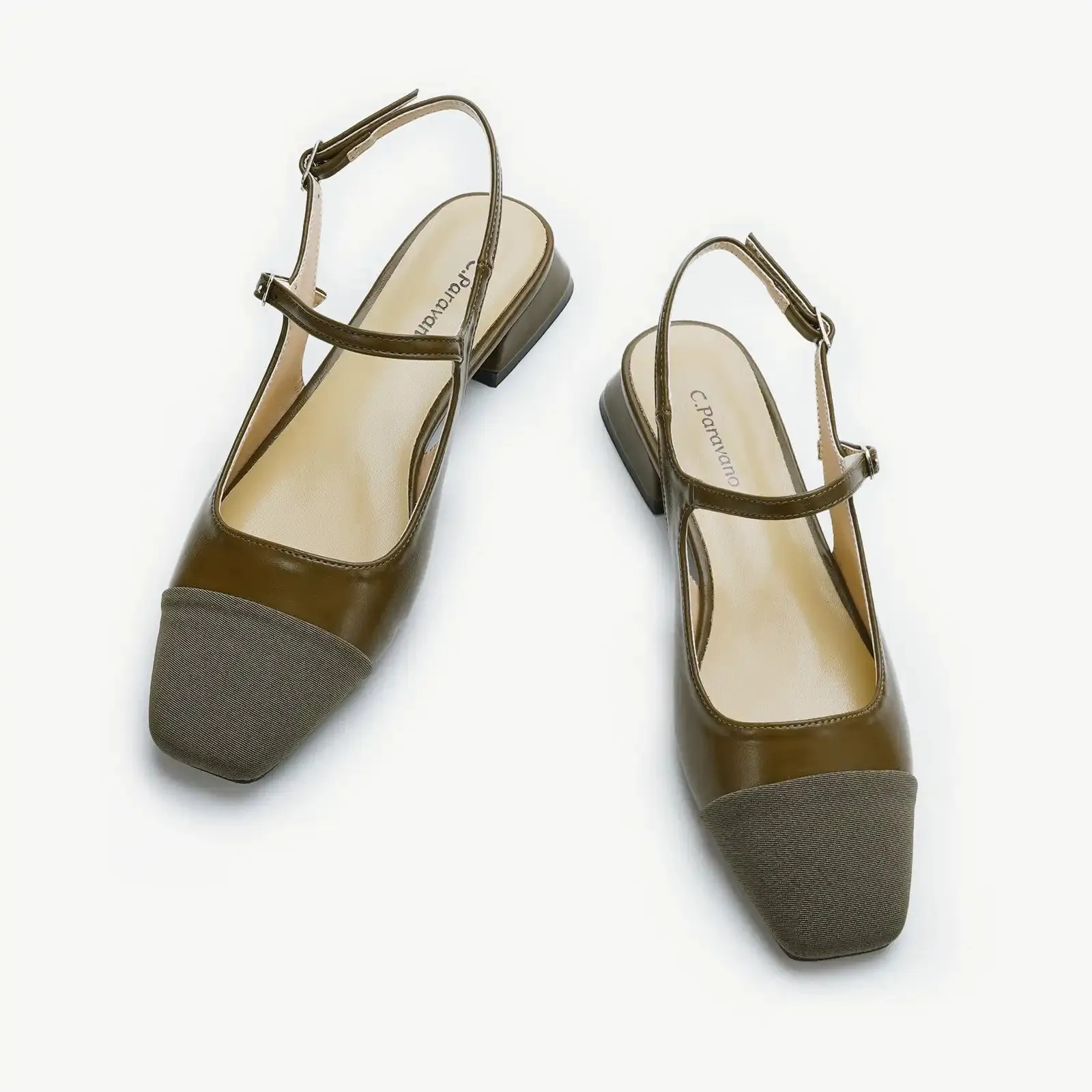 Squared Toe Slingback Flats