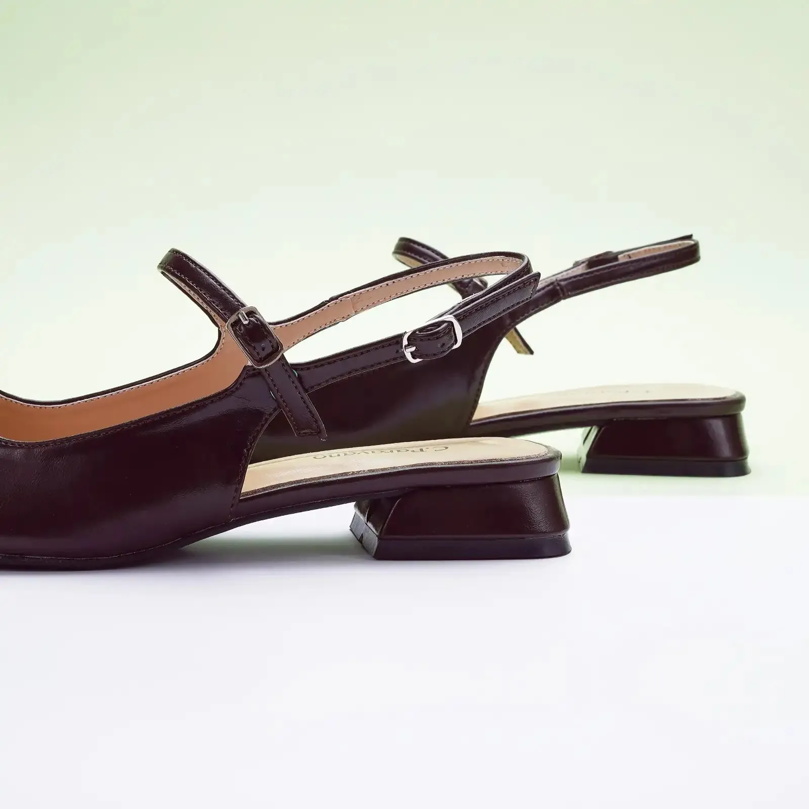 Squared Toe Slingback Flats