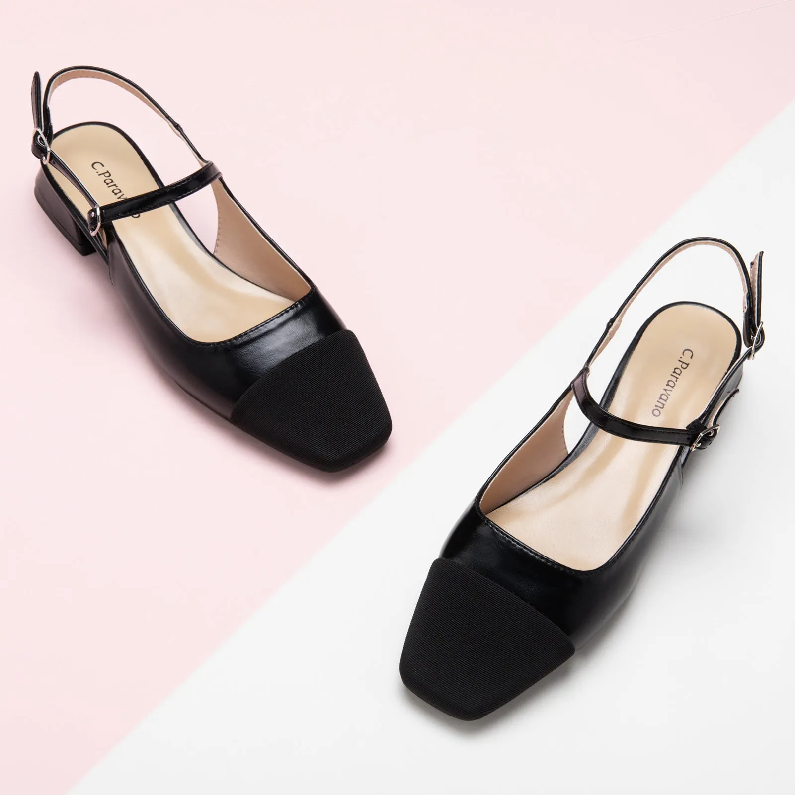 Squared Toe Slingback Flats