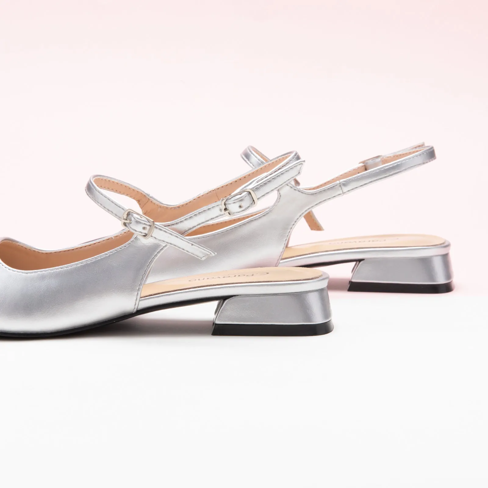 Squared Toe Slingback Flats