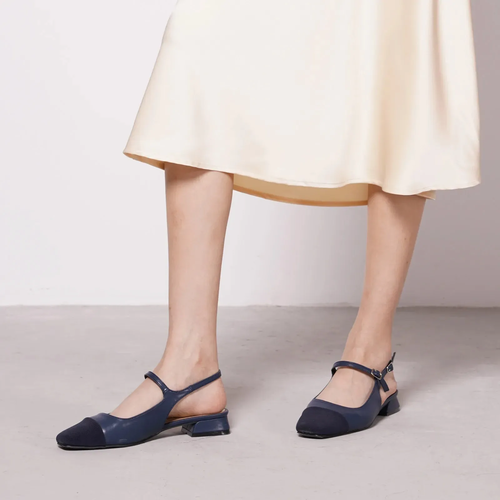 Squared Toe Slingback Flats