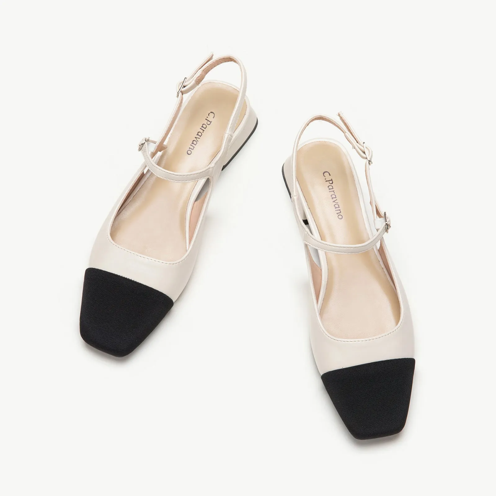 Squared Toe Slingback Flats