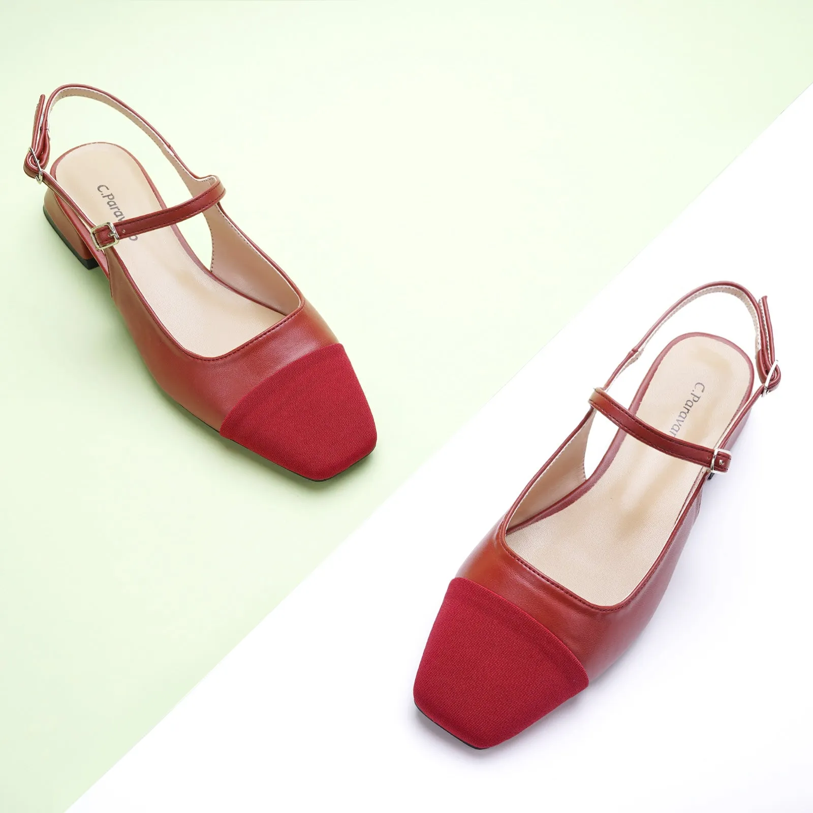 Squared Toe Slingback Flats
