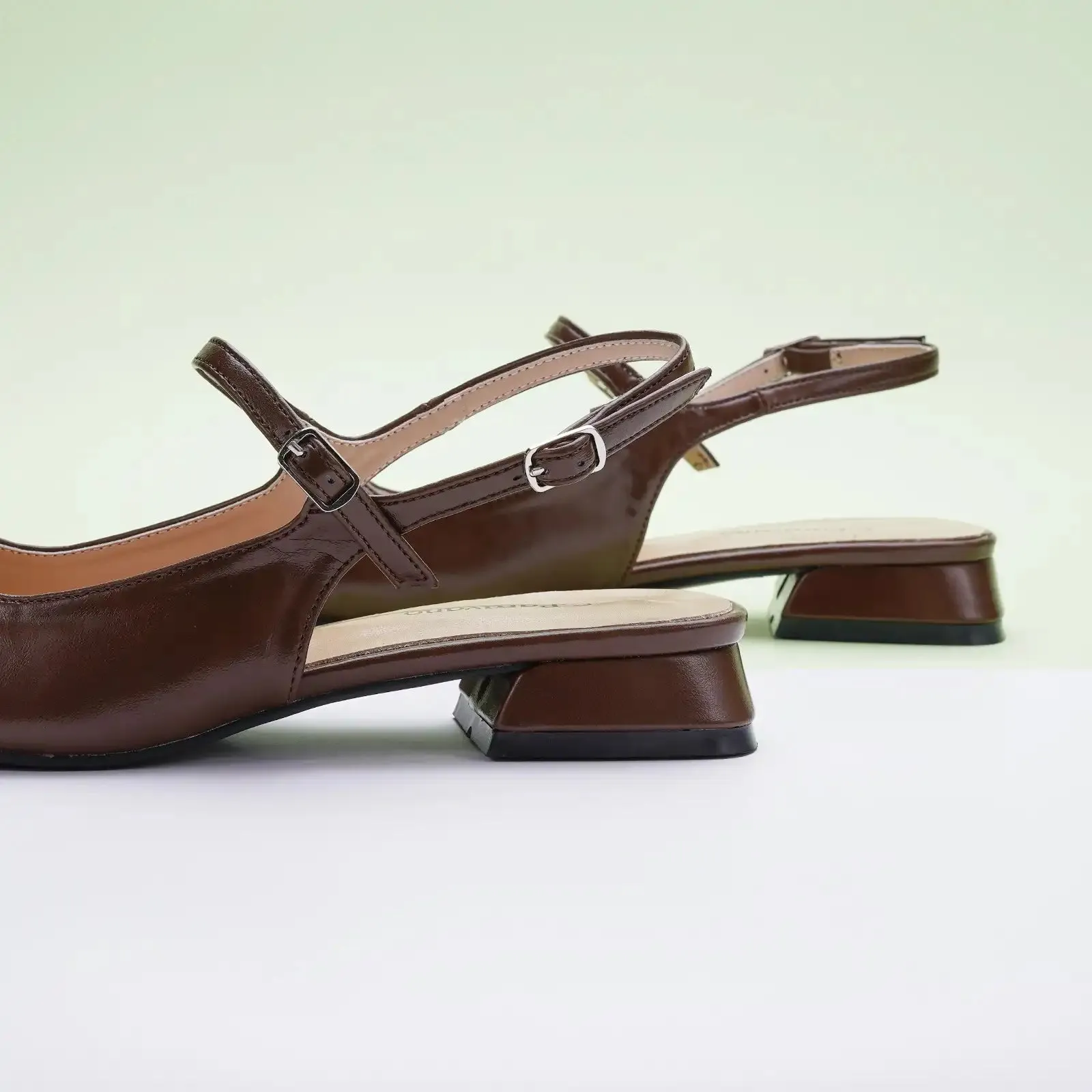 Squared Toe Slingback Flats