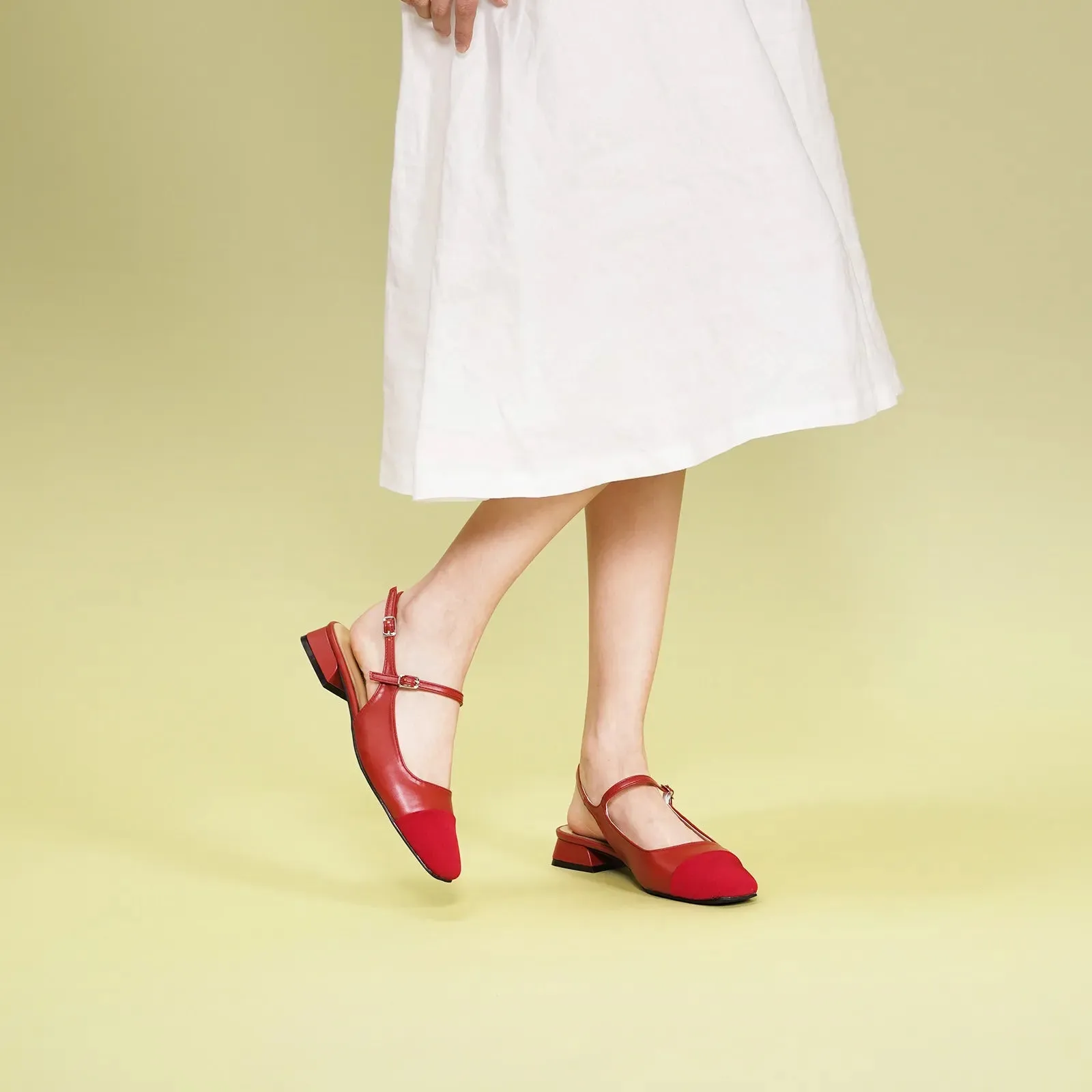 Squared Toe Slingback Flats