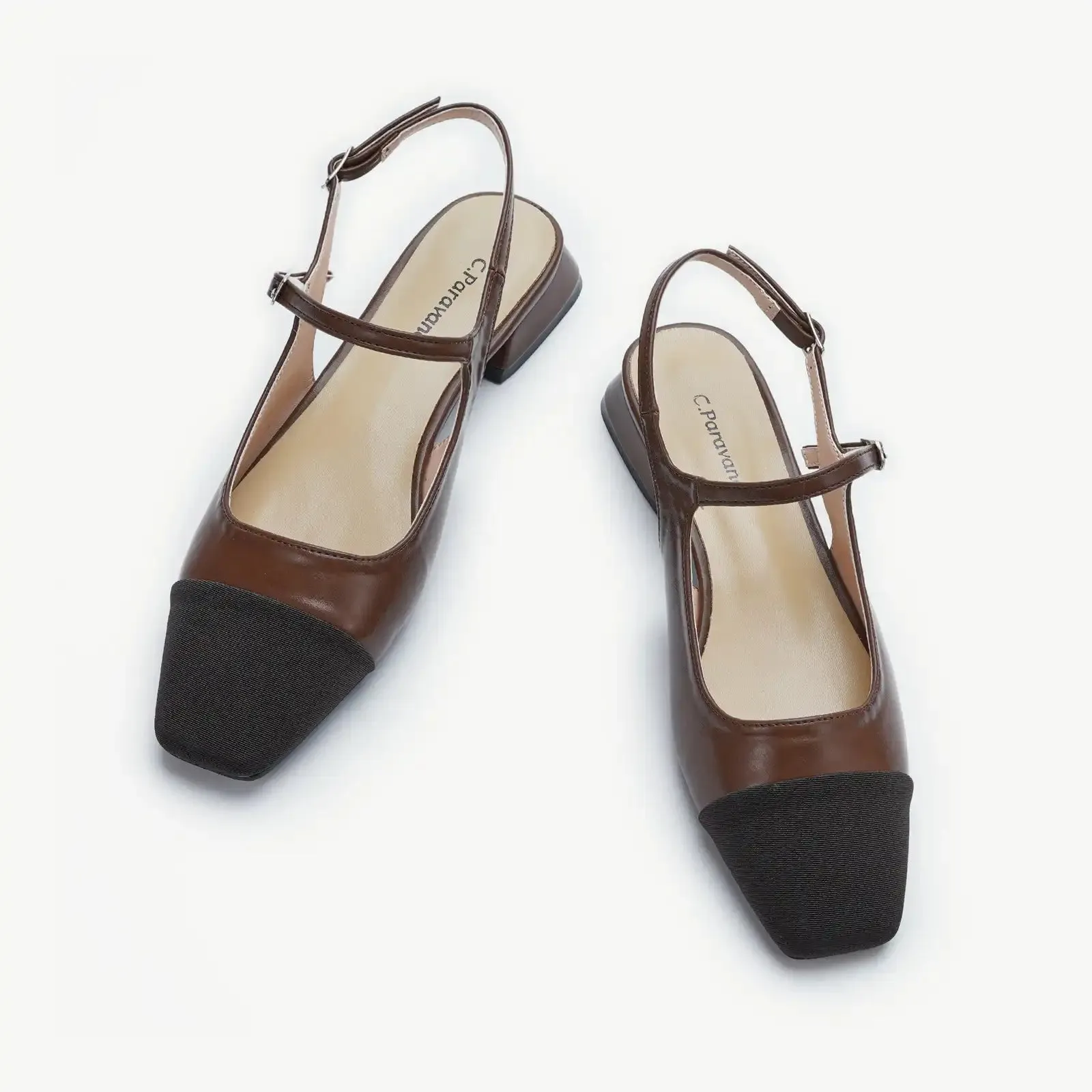 Squared Toe Slingback Flats