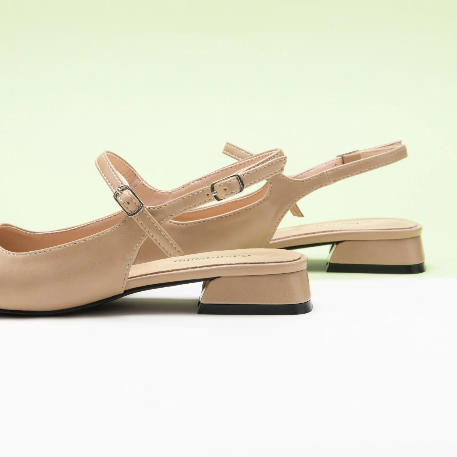 Squared Toe Slingback Flats