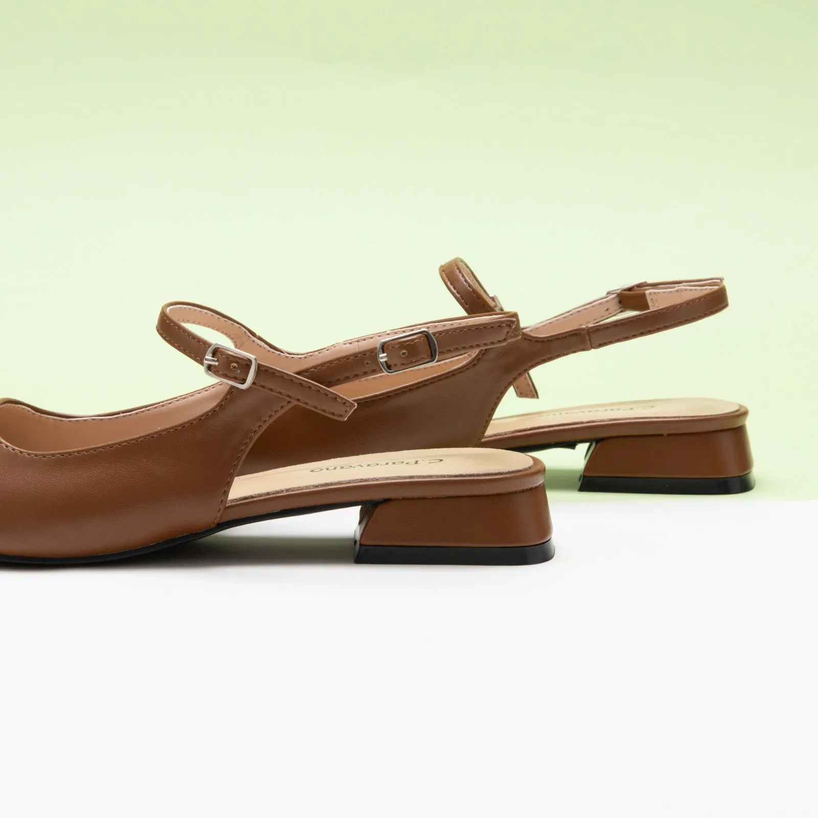 Squared Toe Slingback Flats