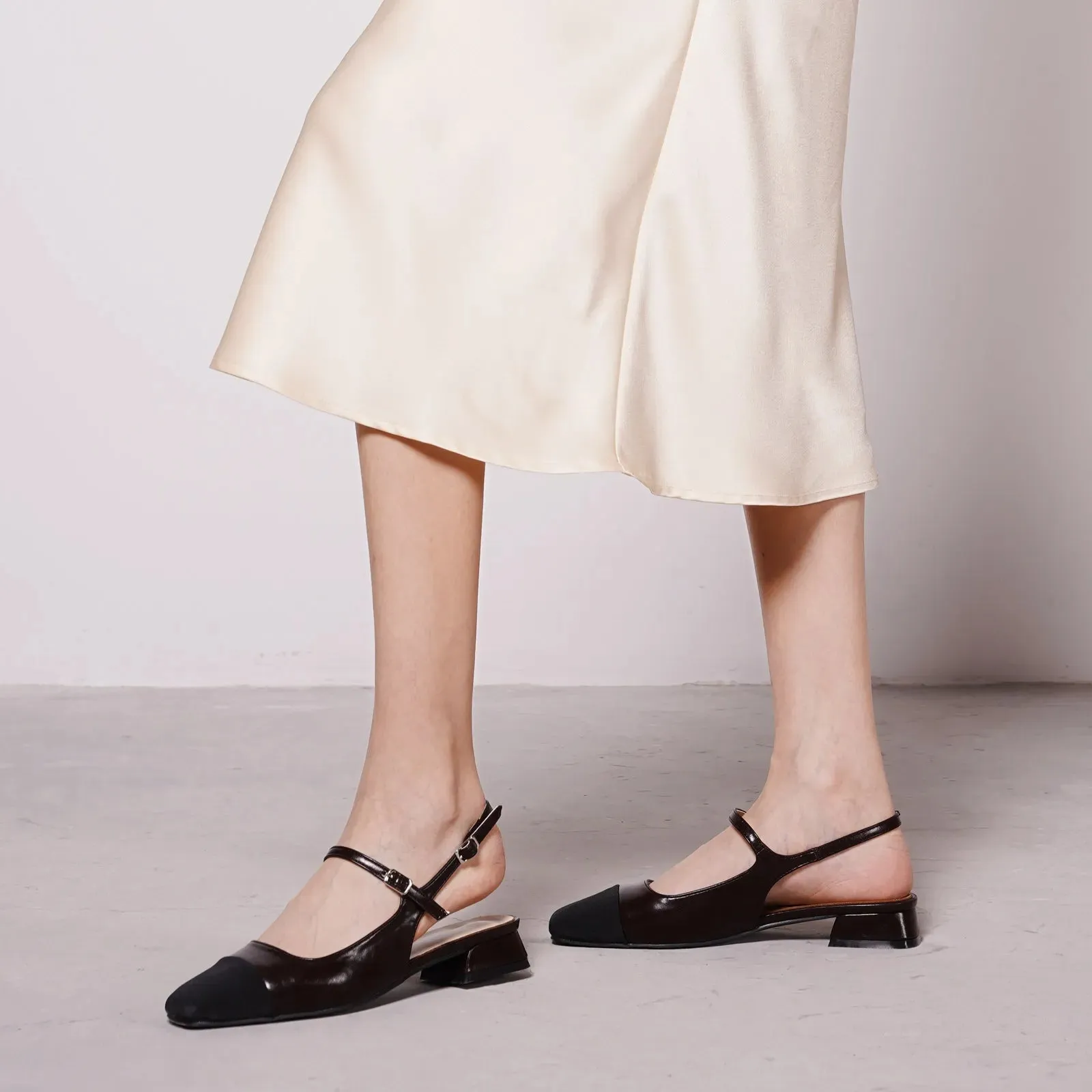 Squared Toe Slingback Flats