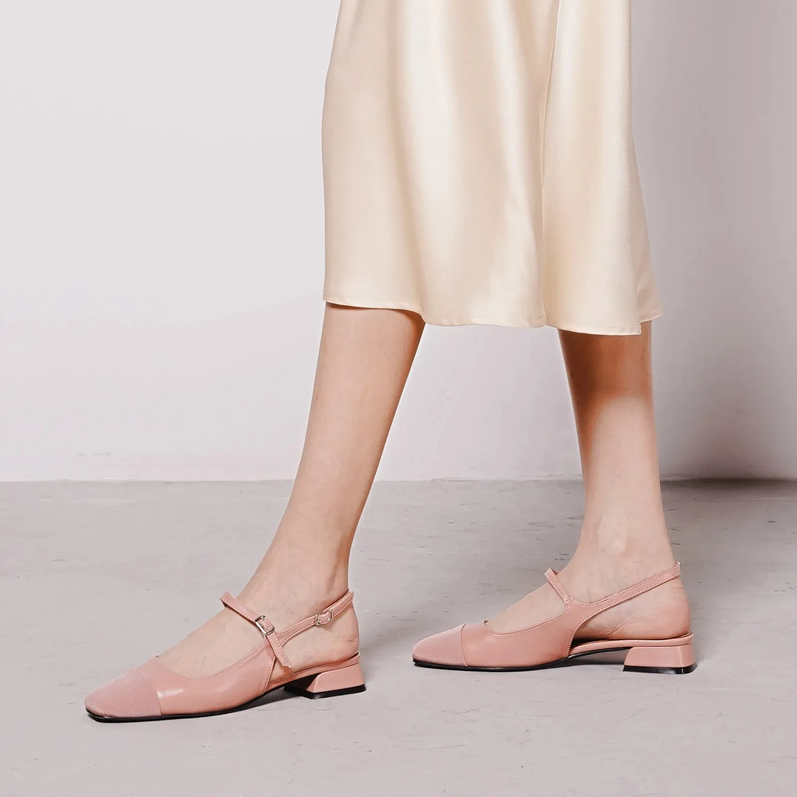Squared Toe Slingback Flats