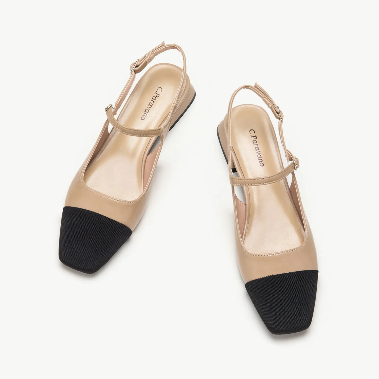 Squared Toe Slingback Flats