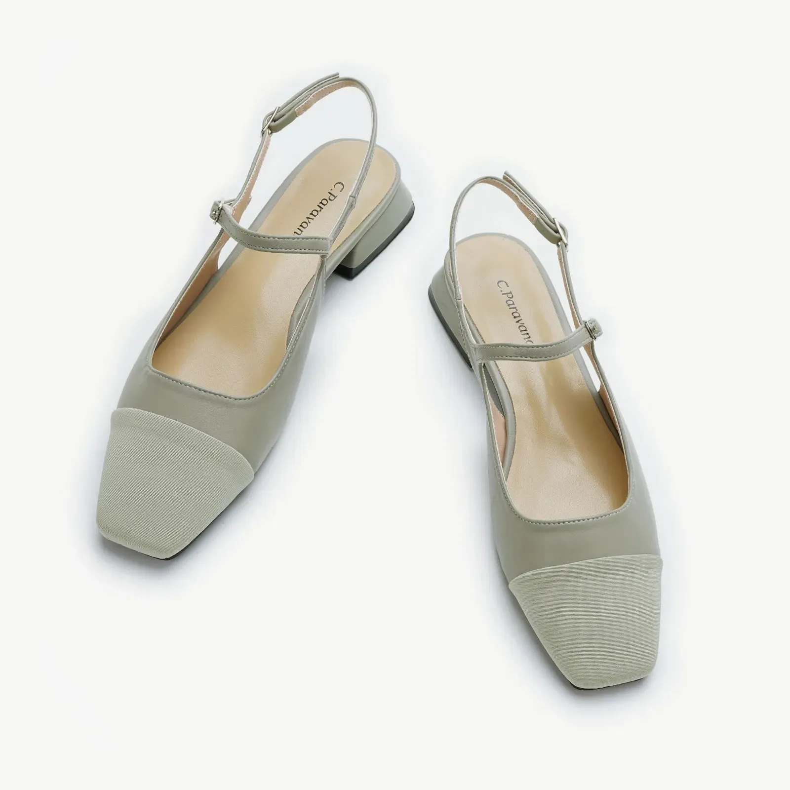 Squared Toe Slingback Flats