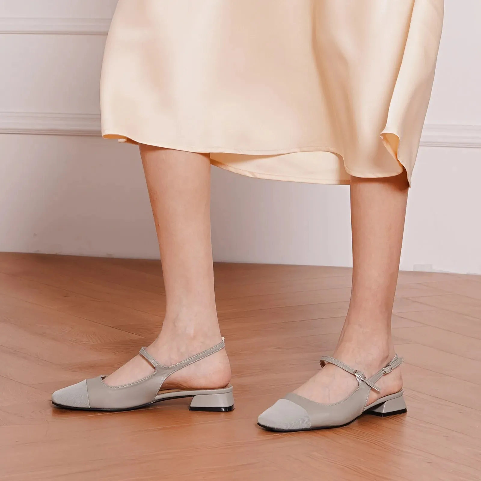 Squared Toe Slingback Flats