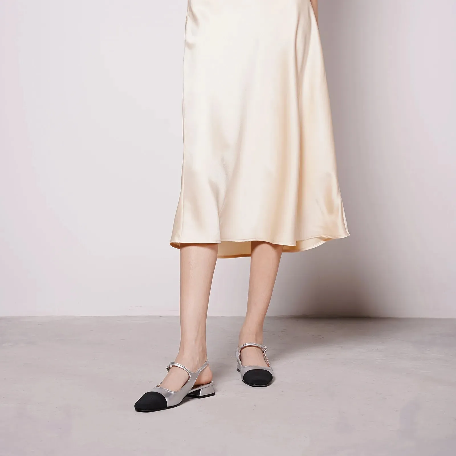 Squared Toe Slingback Flats