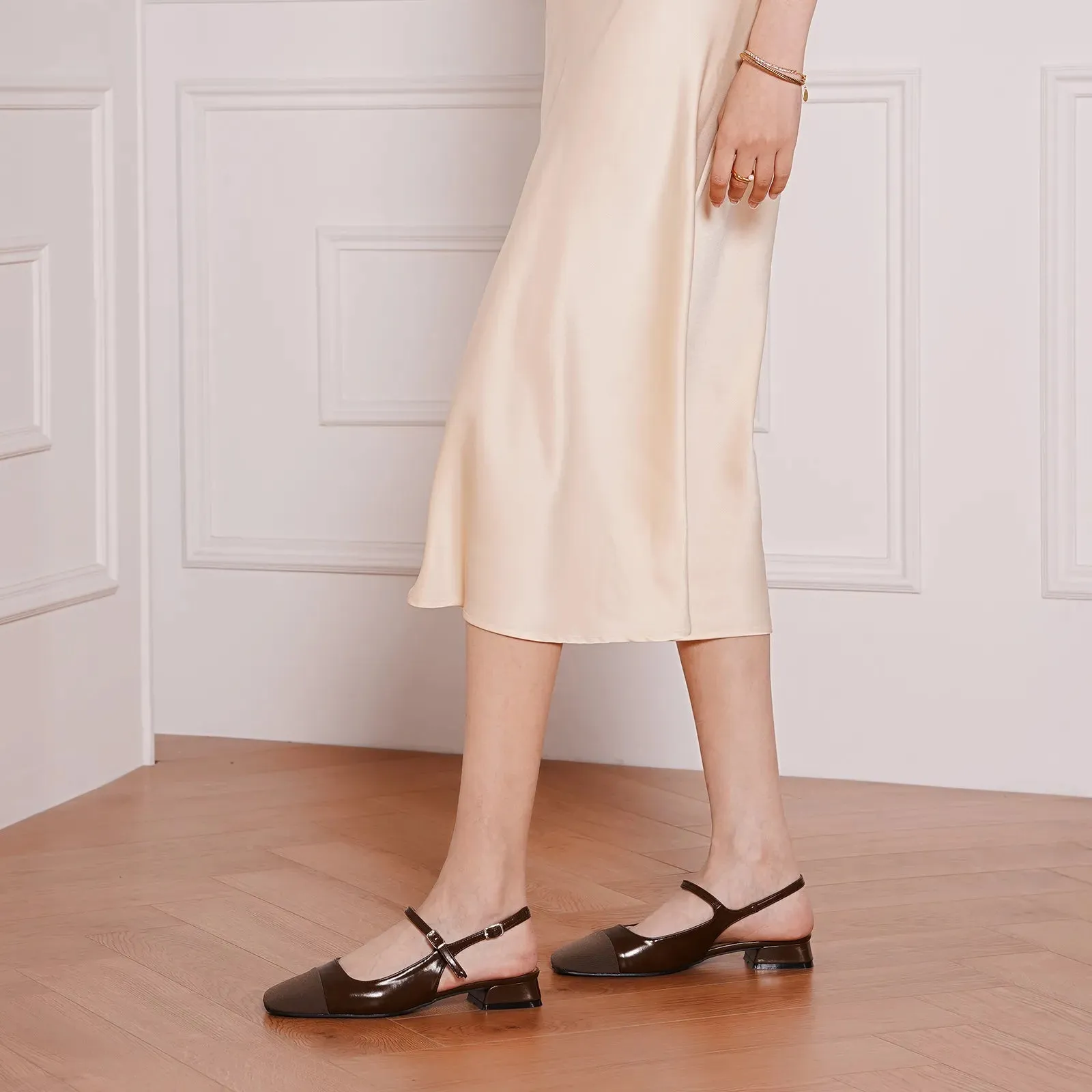 Squared Toe Slingback Flats