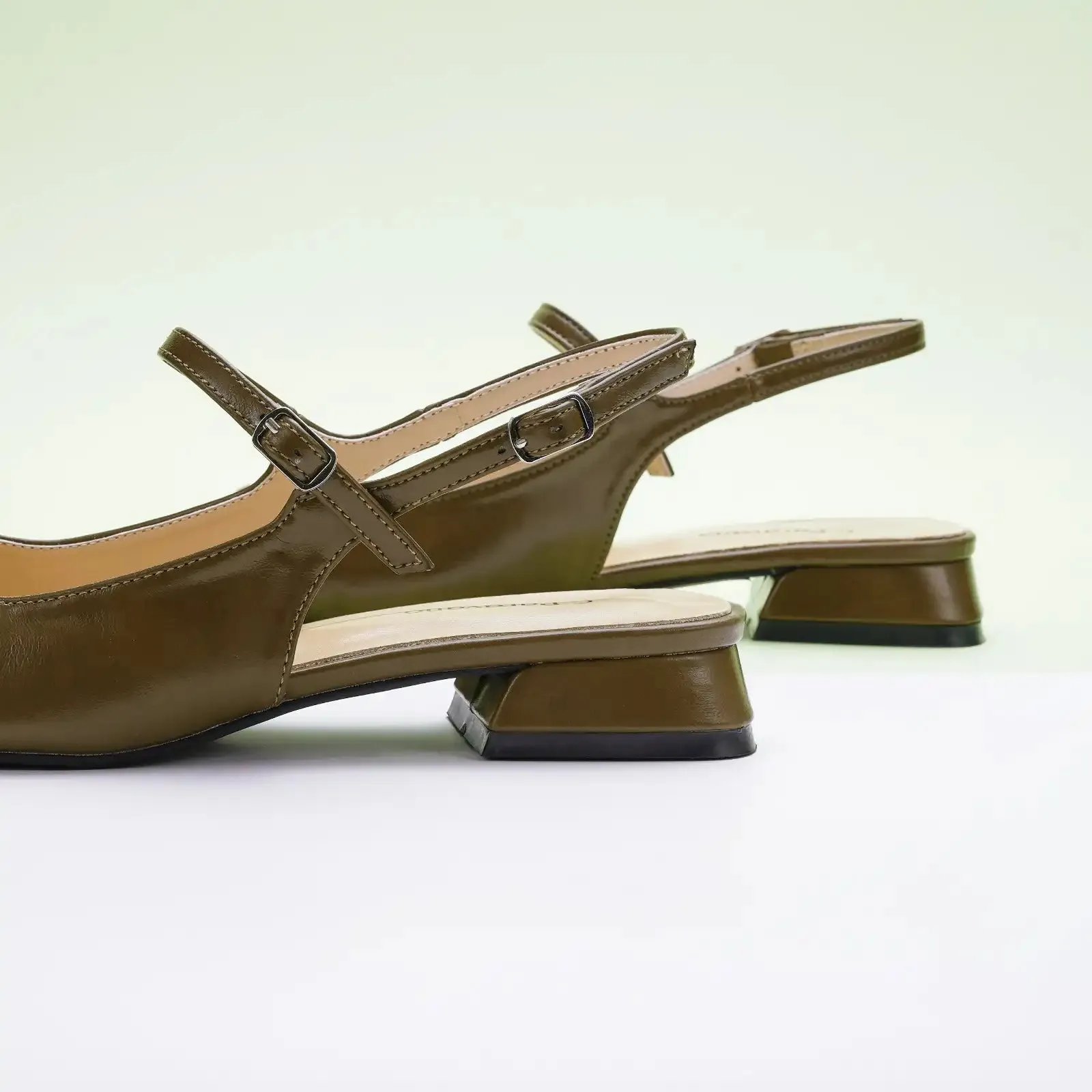 Squared Toe Slingback Flats