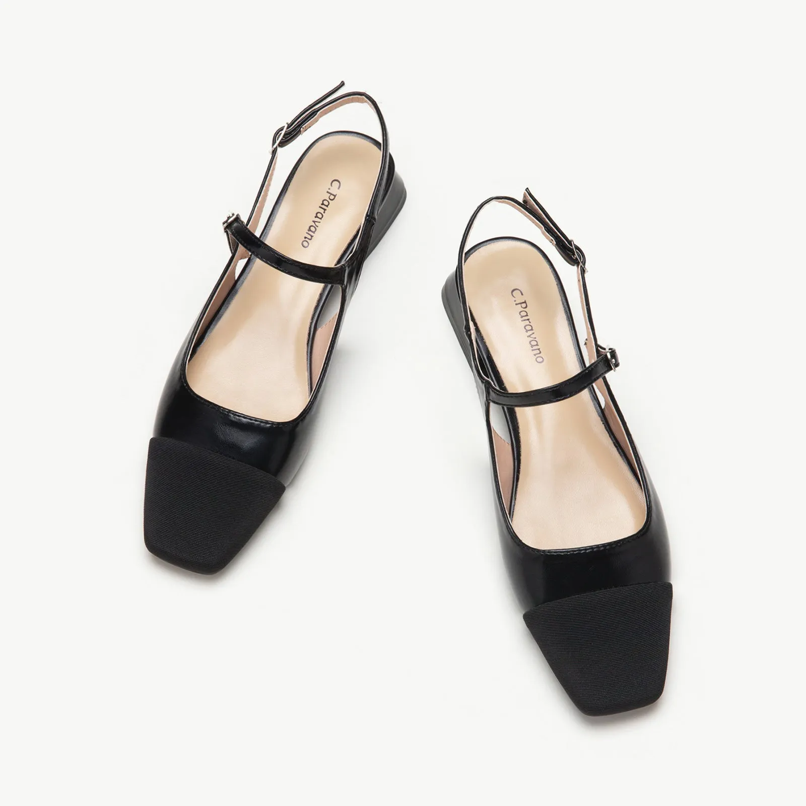 Squared Toe Slingback Flats