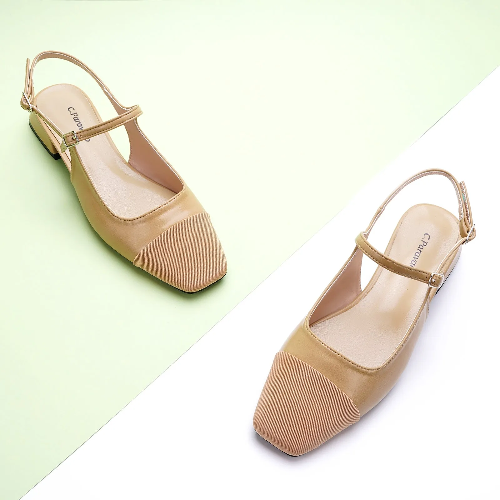 Squared Toe Slingback Flats