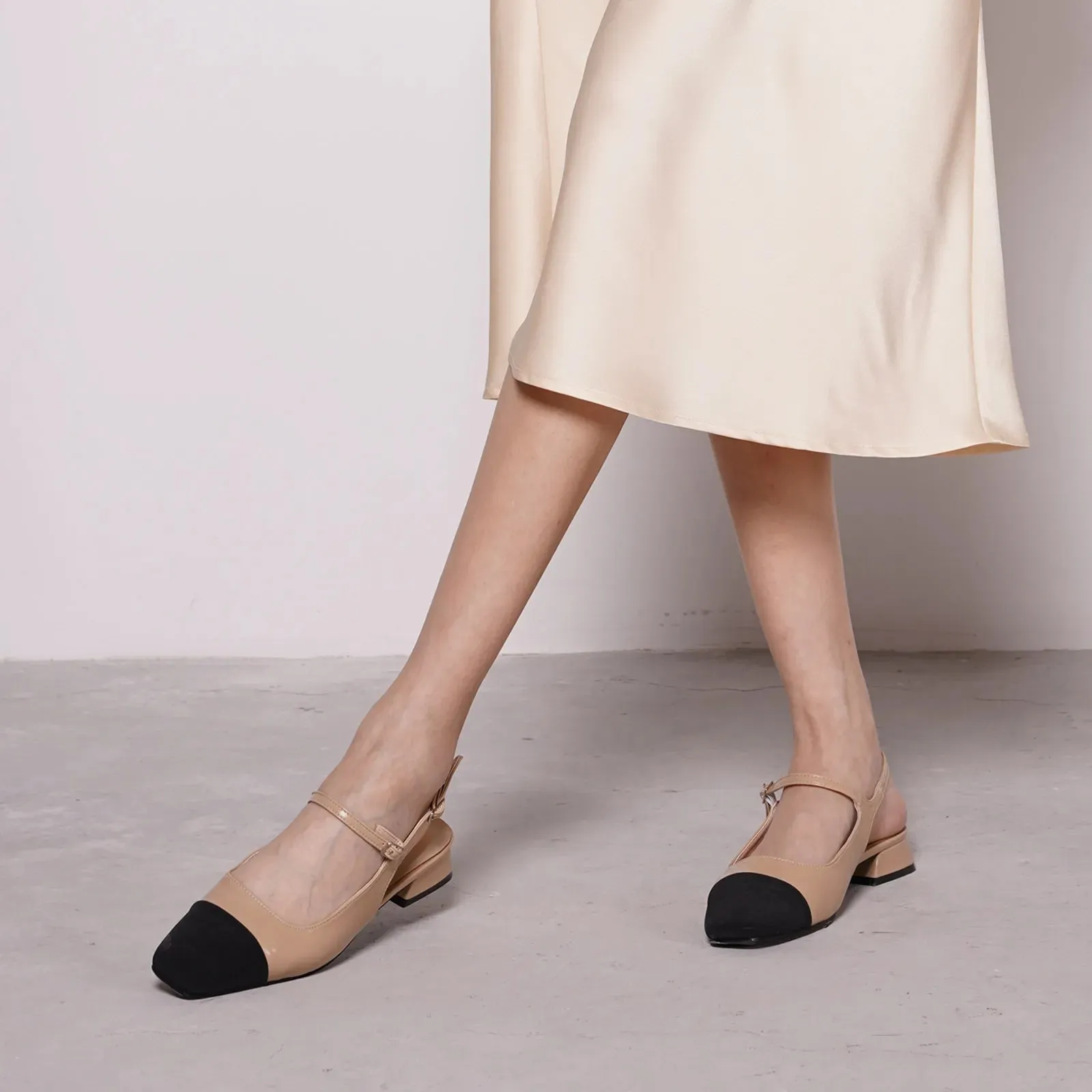 Squared Toe Slingback Flats