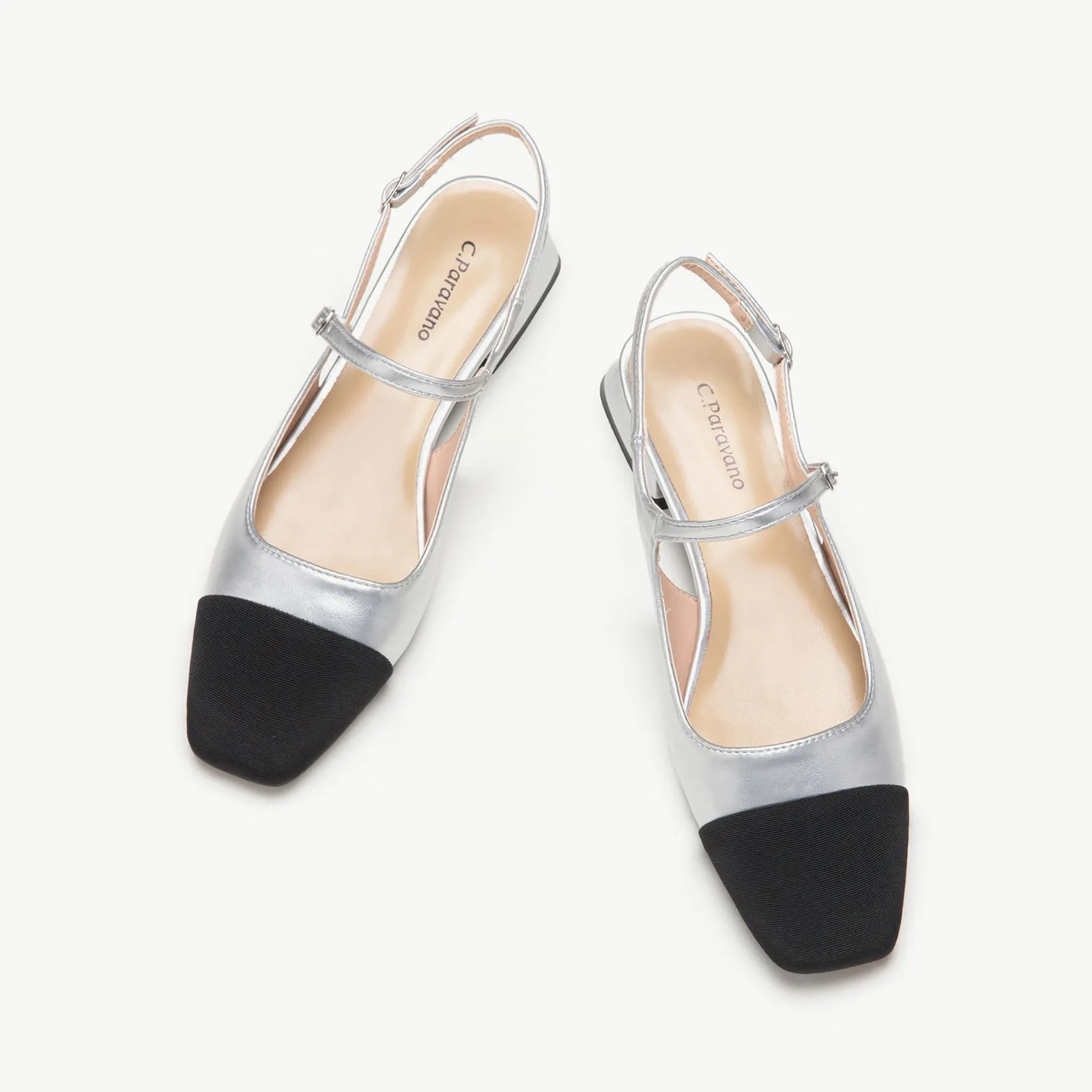 Squared Toe Slingback Flats