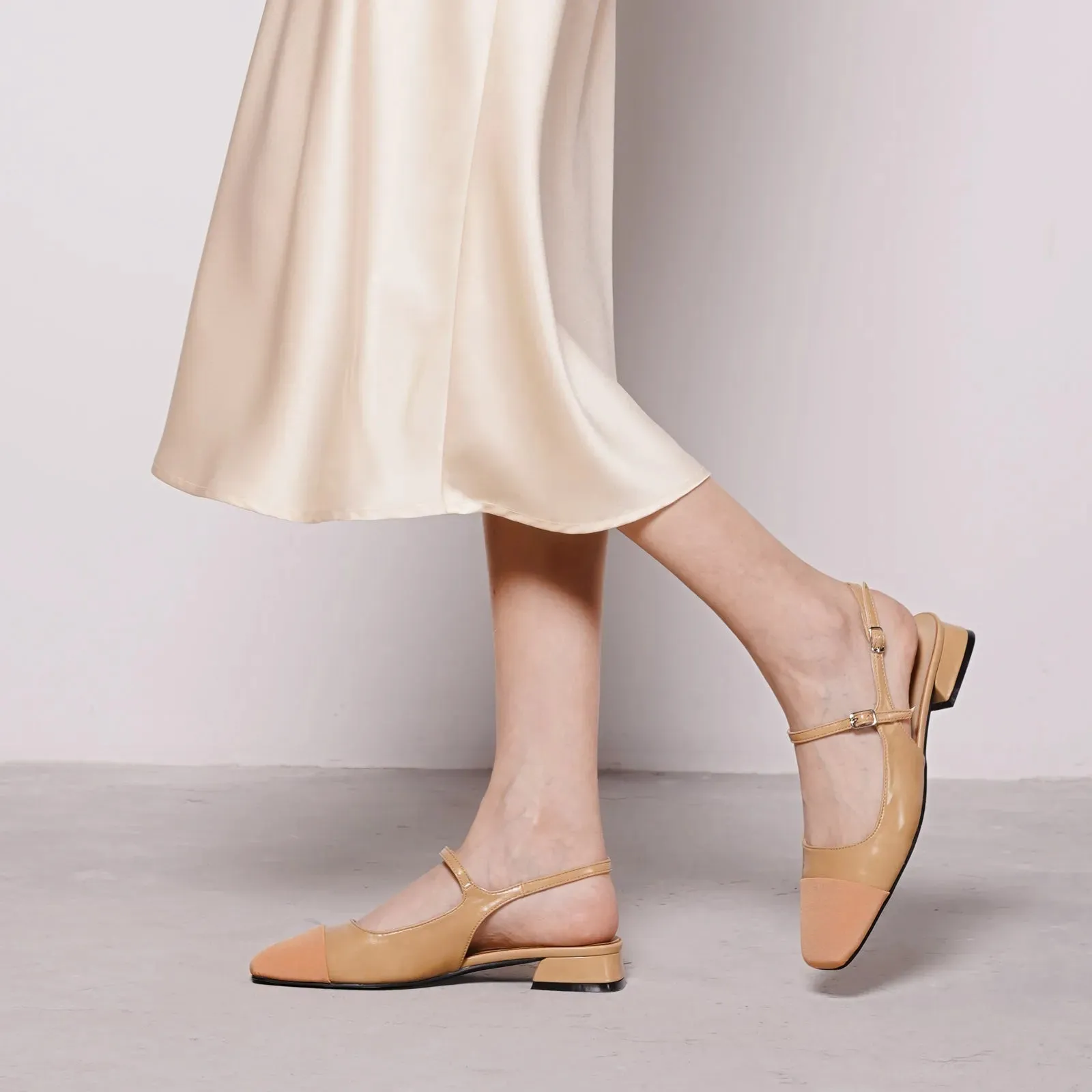 Squared Toe Slingback Flats
