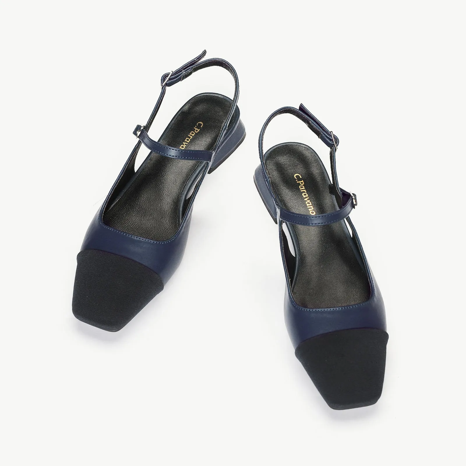 Squared Toe Slingback Flats