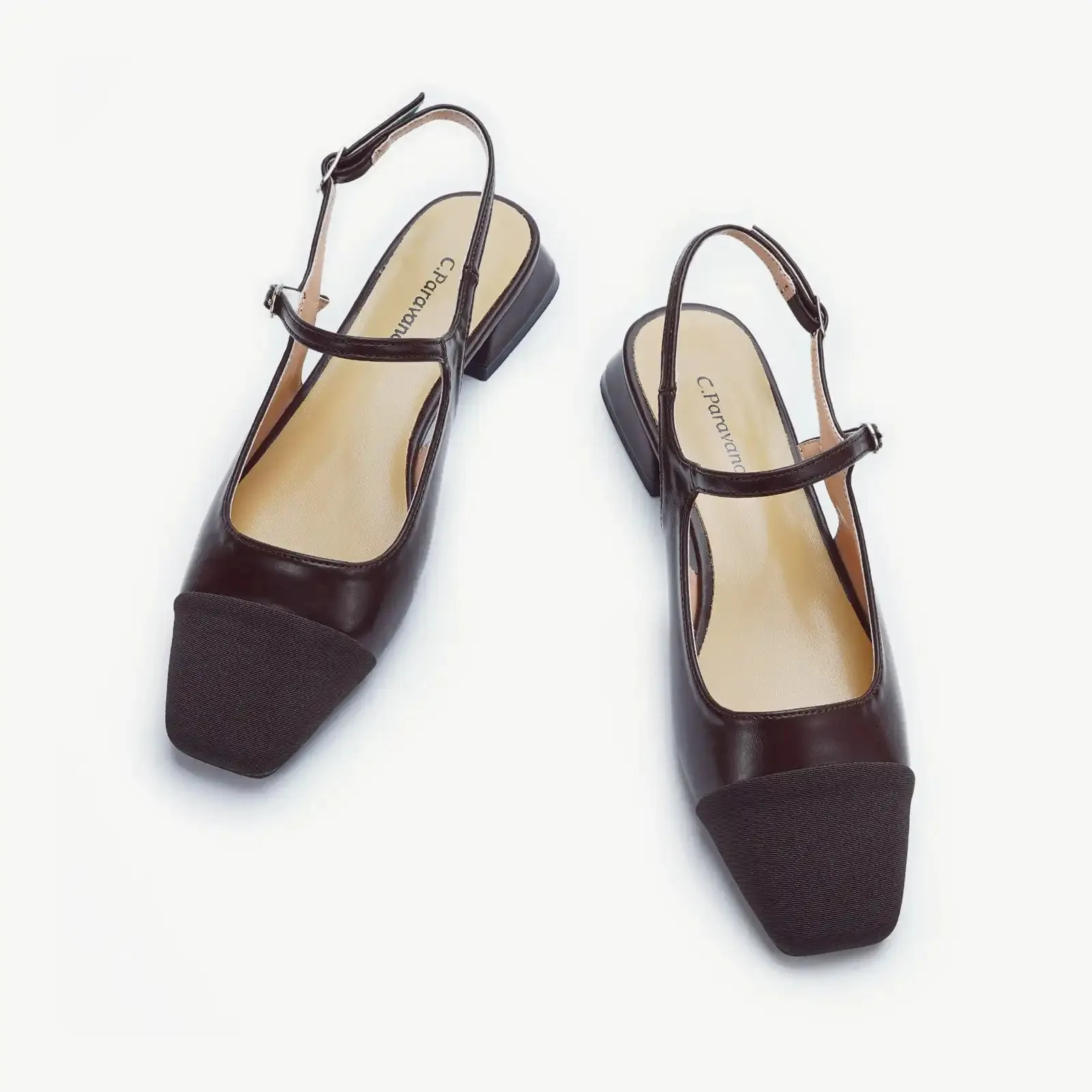 Squared Toe Slingback Flats