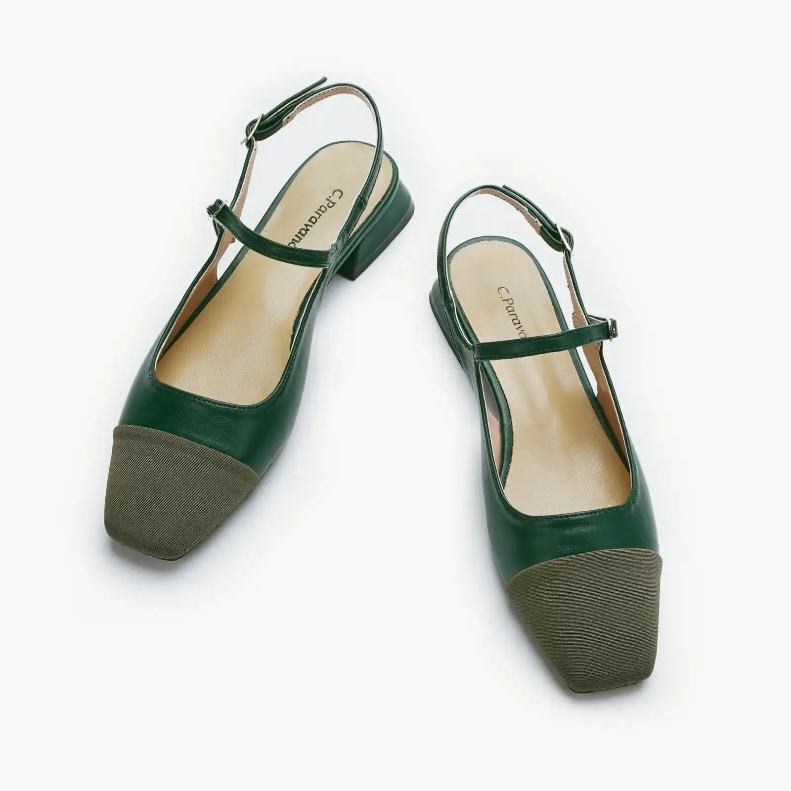 Squared Toe Slingback Flats