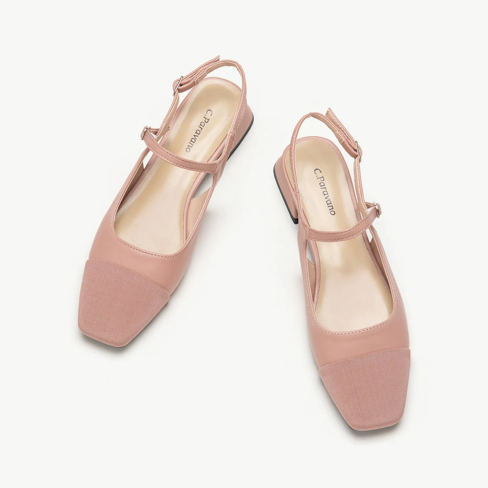 Squared Toe Slingback Flats