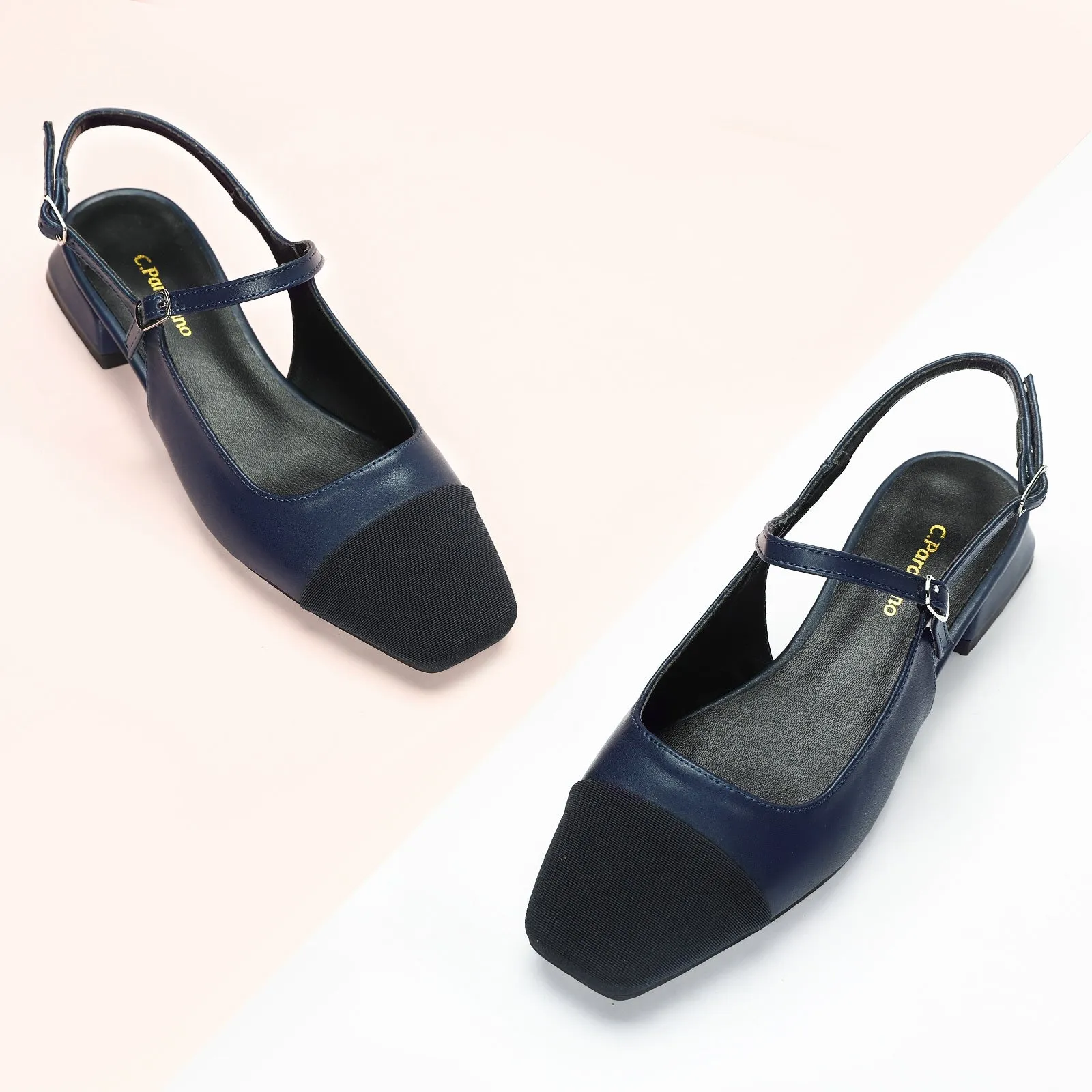 Squared Toe Slingback Flats