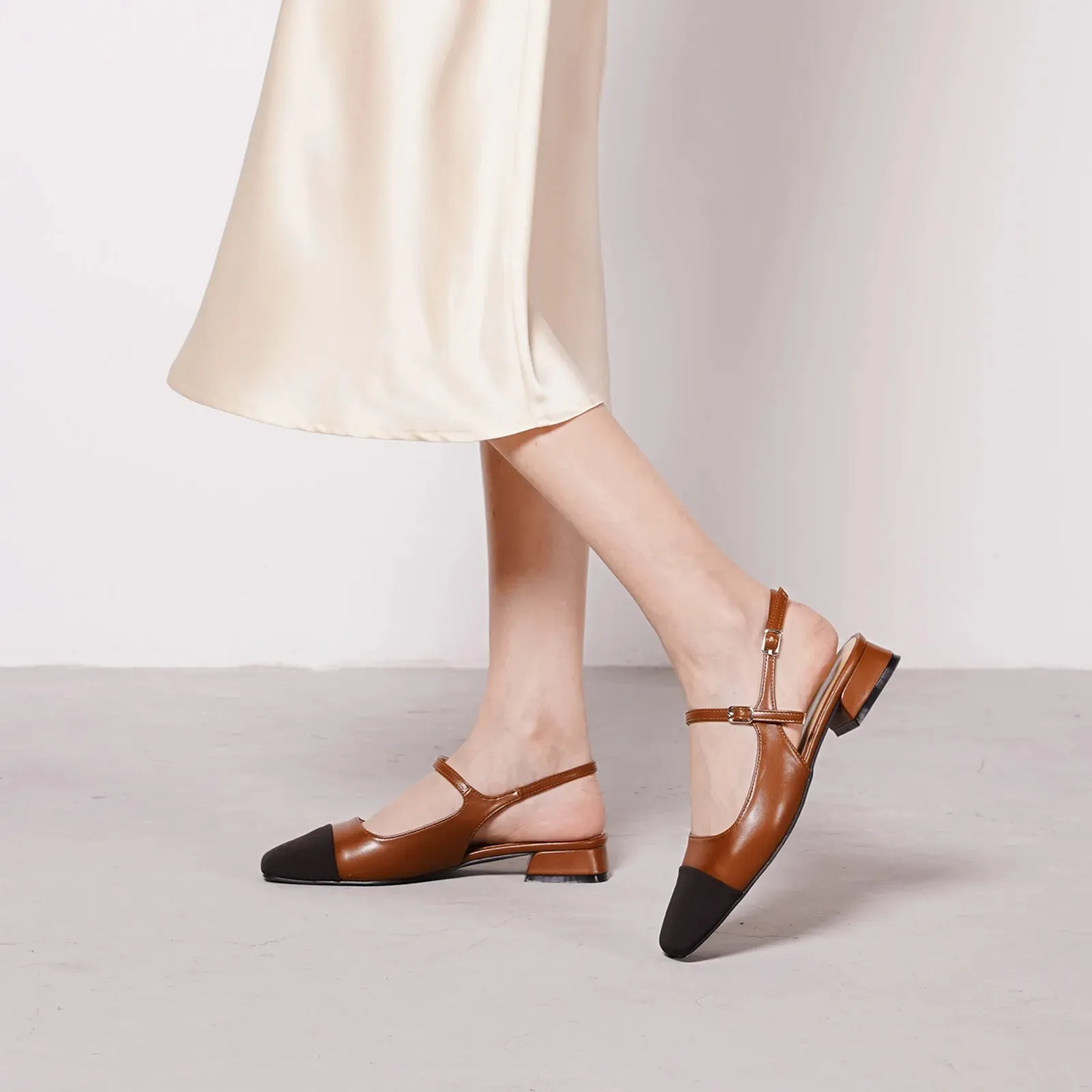 Squared Toe Slingback Flats