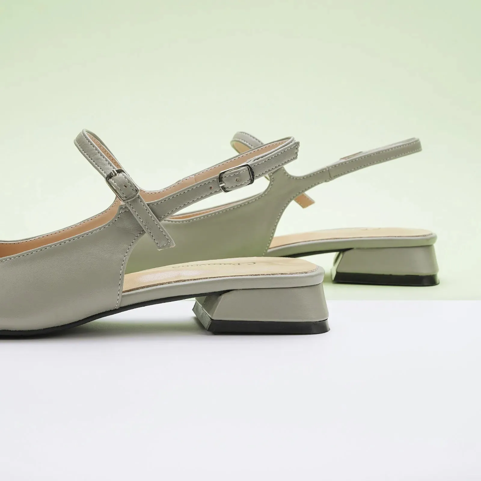 Squared Toe Slingback Flats