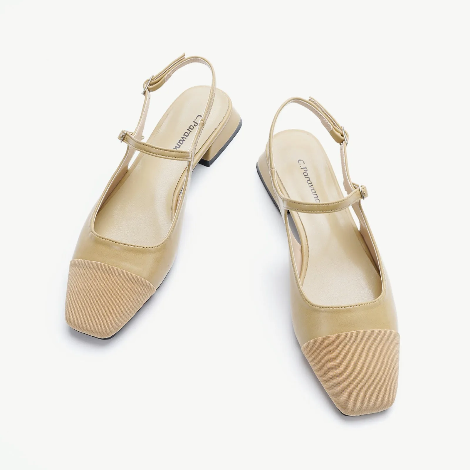 Squared Toe Slingback Flats