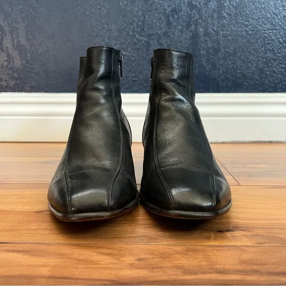 Sz7 Black Ankle Leather Boots