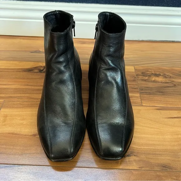 Sz7 Black Ankle Leather Boots